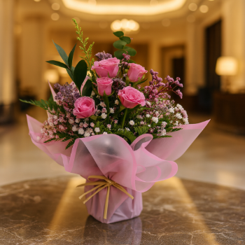 باقة ورد بغلاف واحد